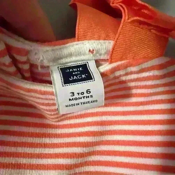 Janie and Jack striped bow coral and white baby girl tank tip size 3 to 6 months - Picture 2 of 3